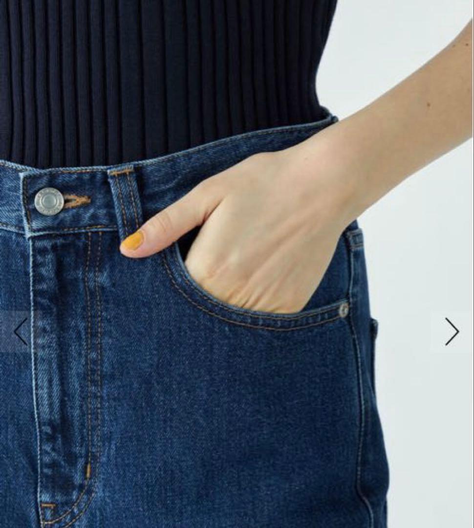【新品】MACPHEE デニムワイドストレートパンツ ダークブルー 36