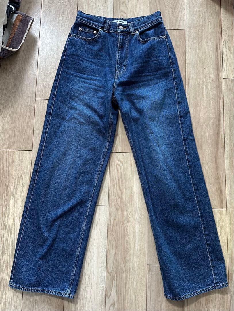 【新品】MACPHEE デニムワイドストレートパンツ ダークブルー 36