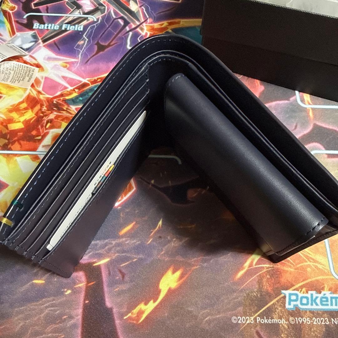 PaulSmith 二つ折り財布　ネイビー　牛革　ハイライトステッチ