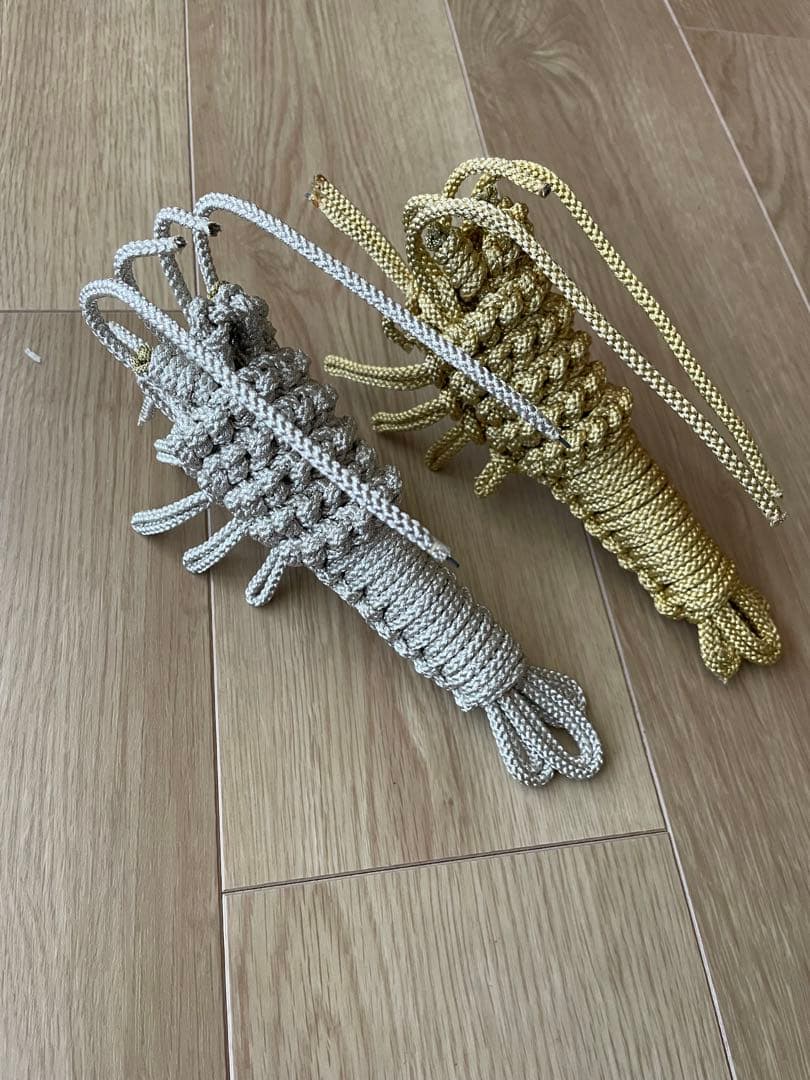 組紐　ハンドメイド　えび　金銀