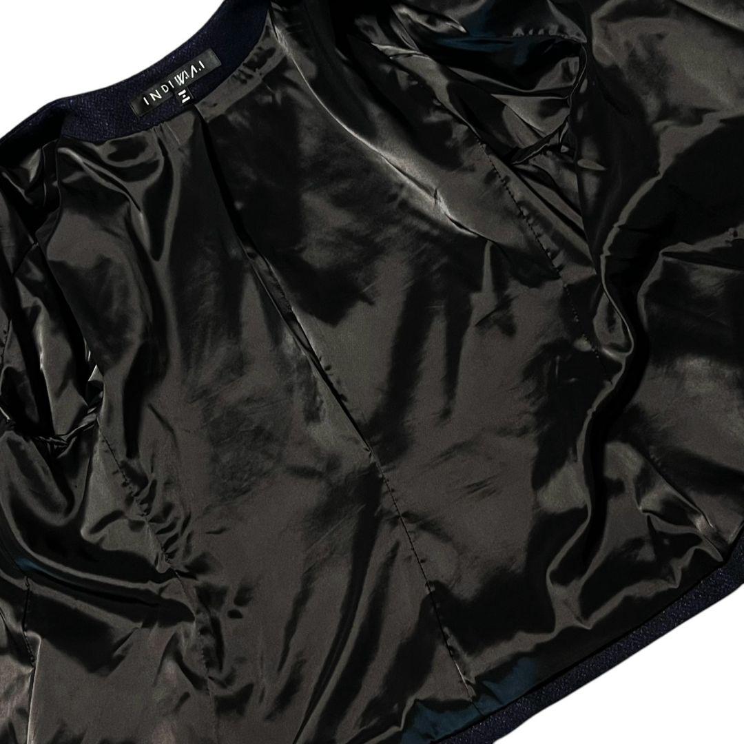 【大きいサイズ】【44】INDIVI ノーカラー パンツスーツセットアップ