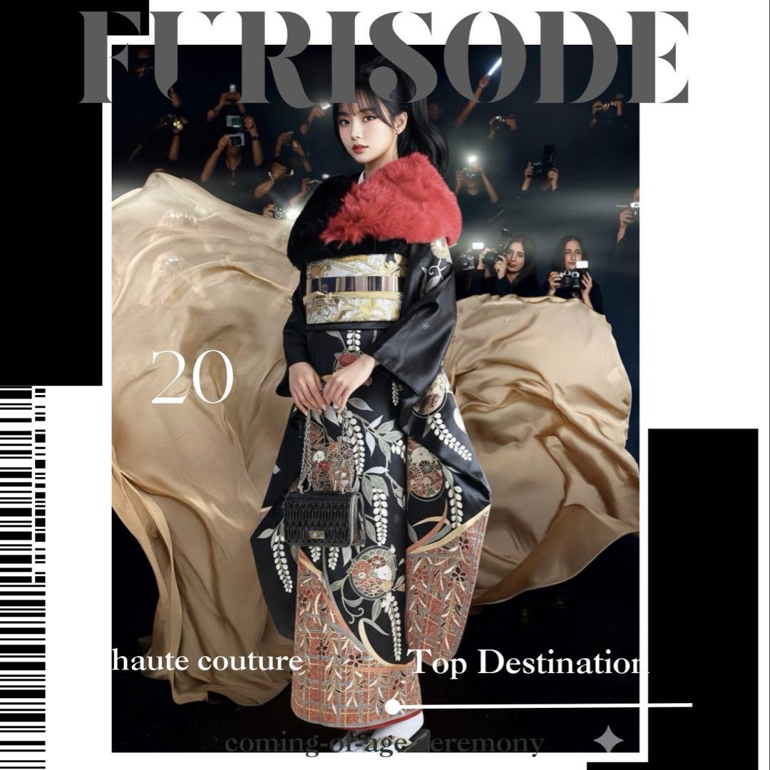 ゆーみん  上代100万円 手描き友禅ファーショール付き 振袖 フルセット