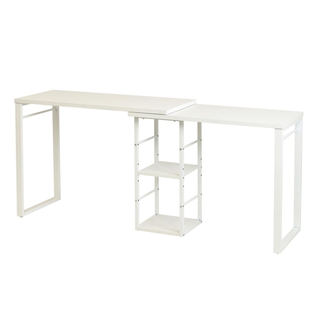 回転ワークデスク ホワイト×ホワイト [4024]