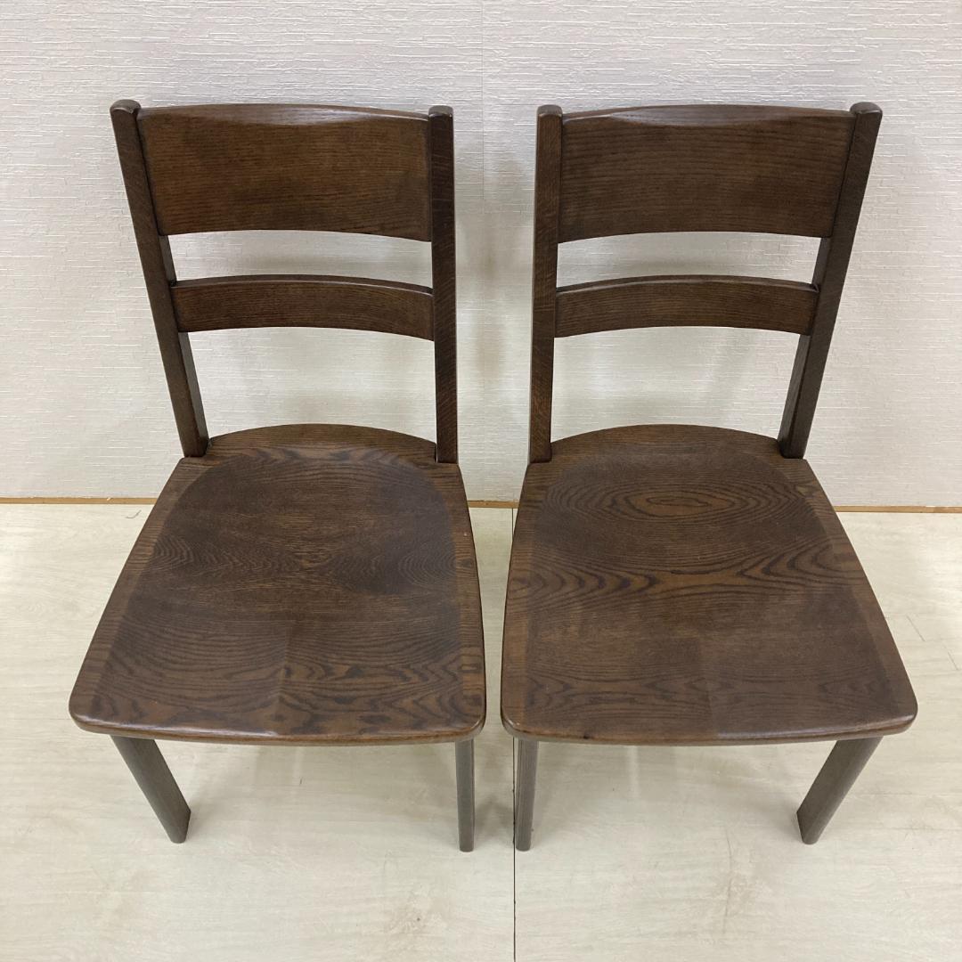 【浜本工芸】オーク材　ダイニングチェア　椅子　2脚セット　天然木　A