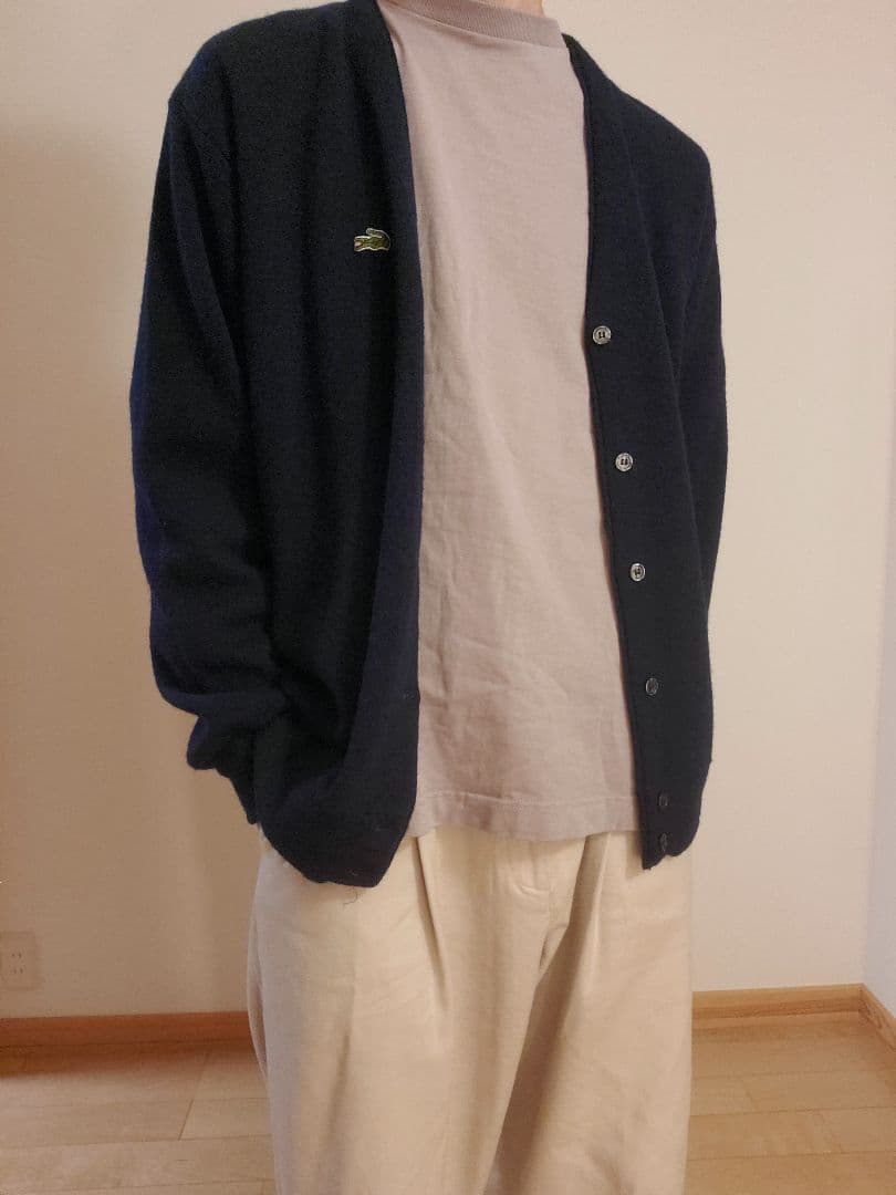 ラコステ70sネイビーカーディガンXXL