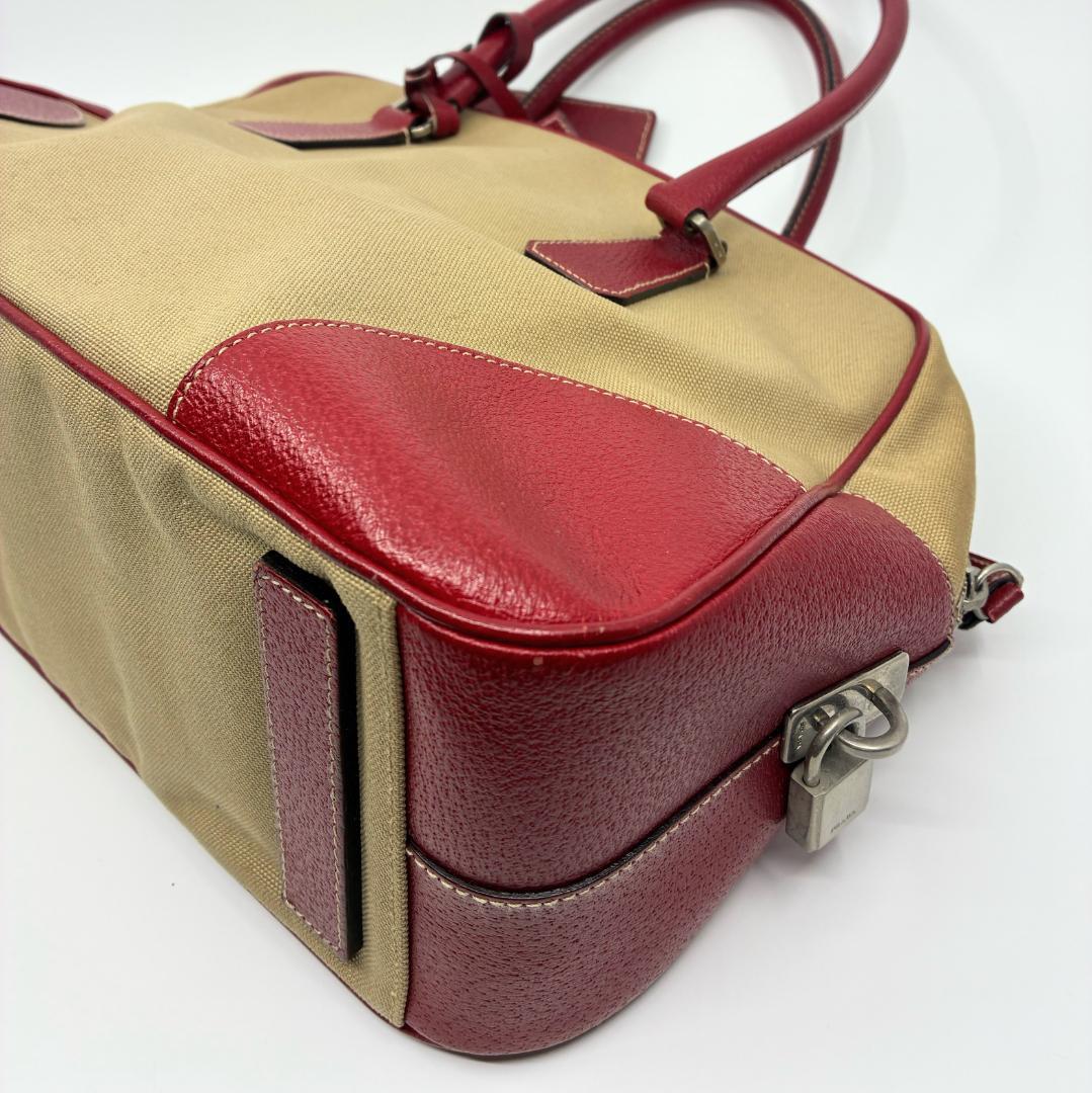 PRADA プラダ キャンバス×レザー ボストンバッグ A1356A5