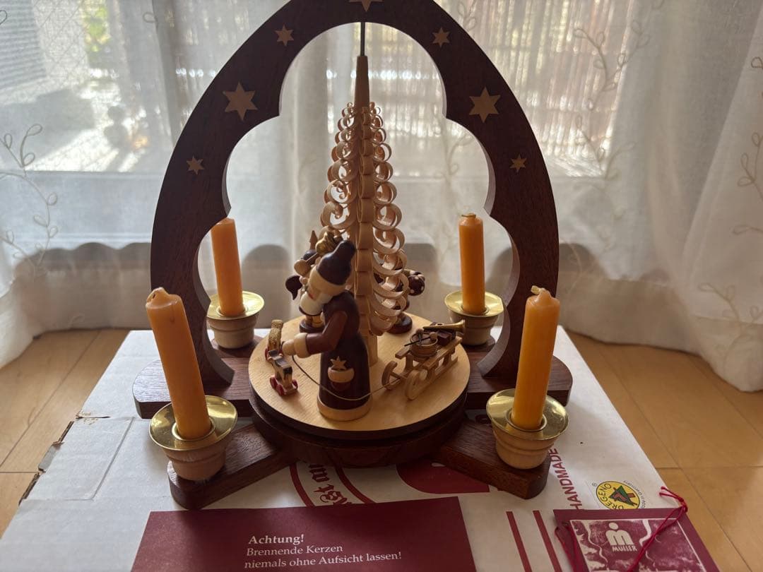 Müller社 ドイツ製 クリスマスピラミッド 木製キャンドル式 回転 ミュラー