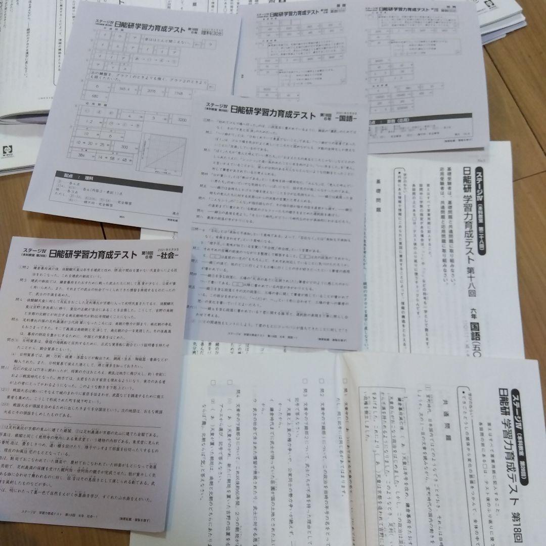 日能研6年生 4科目 育成テスト 春夏期講習 合格力実践テスト1年間合計30回分