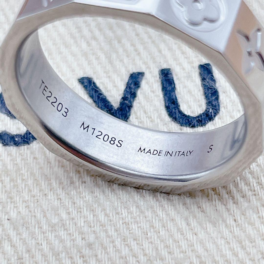 LOUIS VUITTON リング　モノグラム　キューブ　シルバー　ブロック