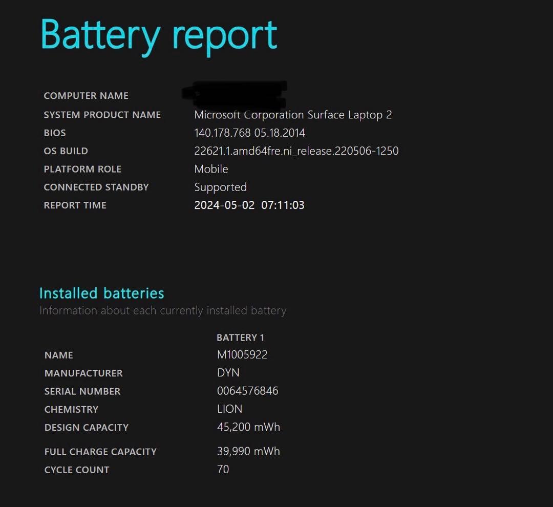 Windowsノート本体 Surface Laptop 2 i5/8GB/256GB