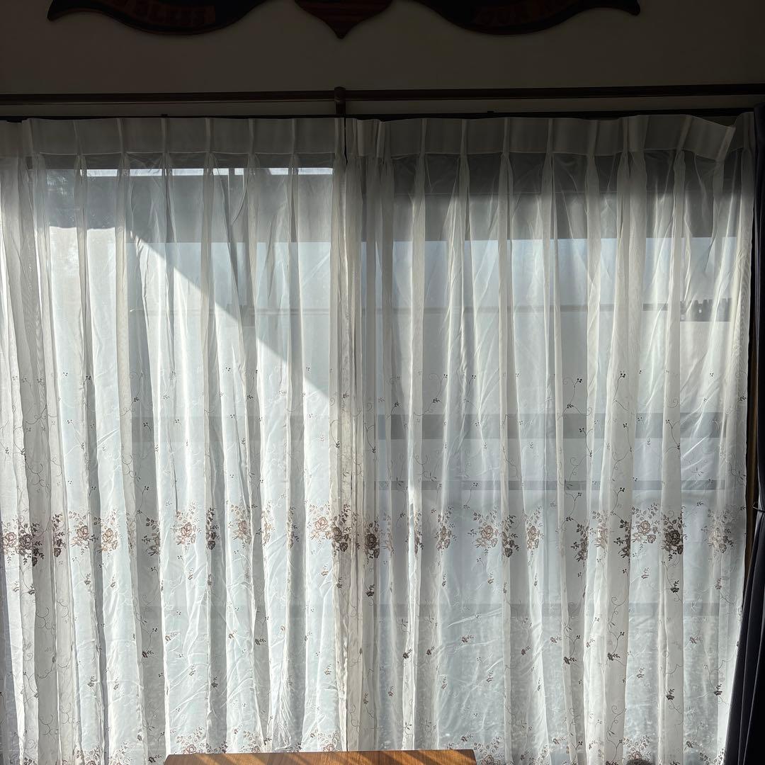 オーダーカーテン シャンパンゴールド刺繍200cmx240~260cm