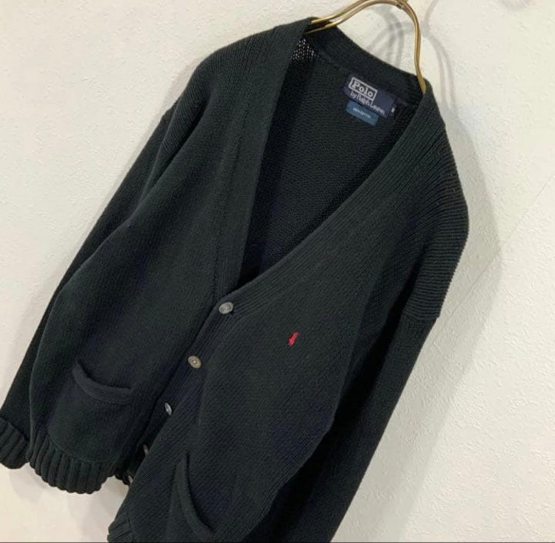 【美品】90‘s Ralph Lauren ローゲージ コットン カーディガン