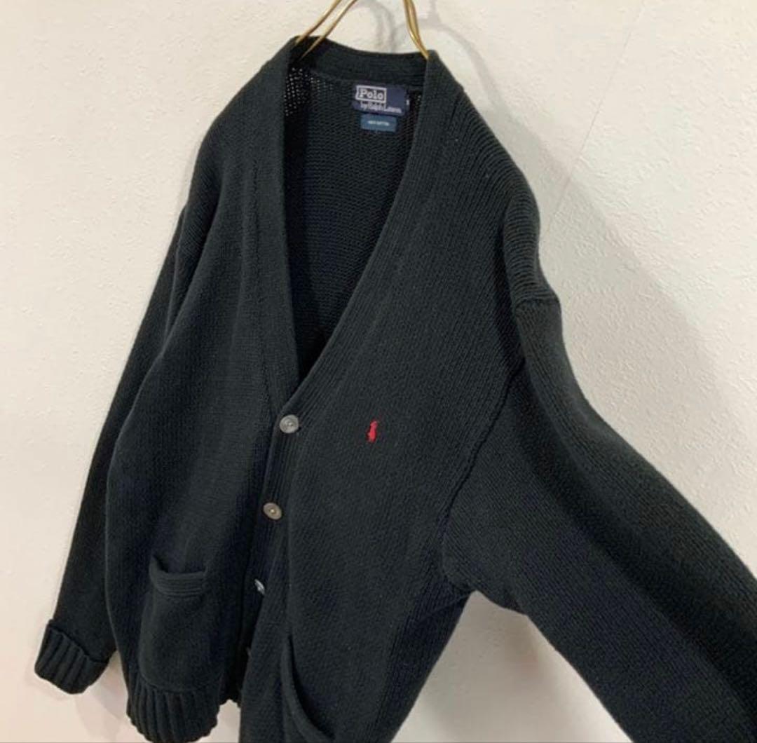 【美品】90‘s Ralph Lauren ローゲージ コットン カーディガン