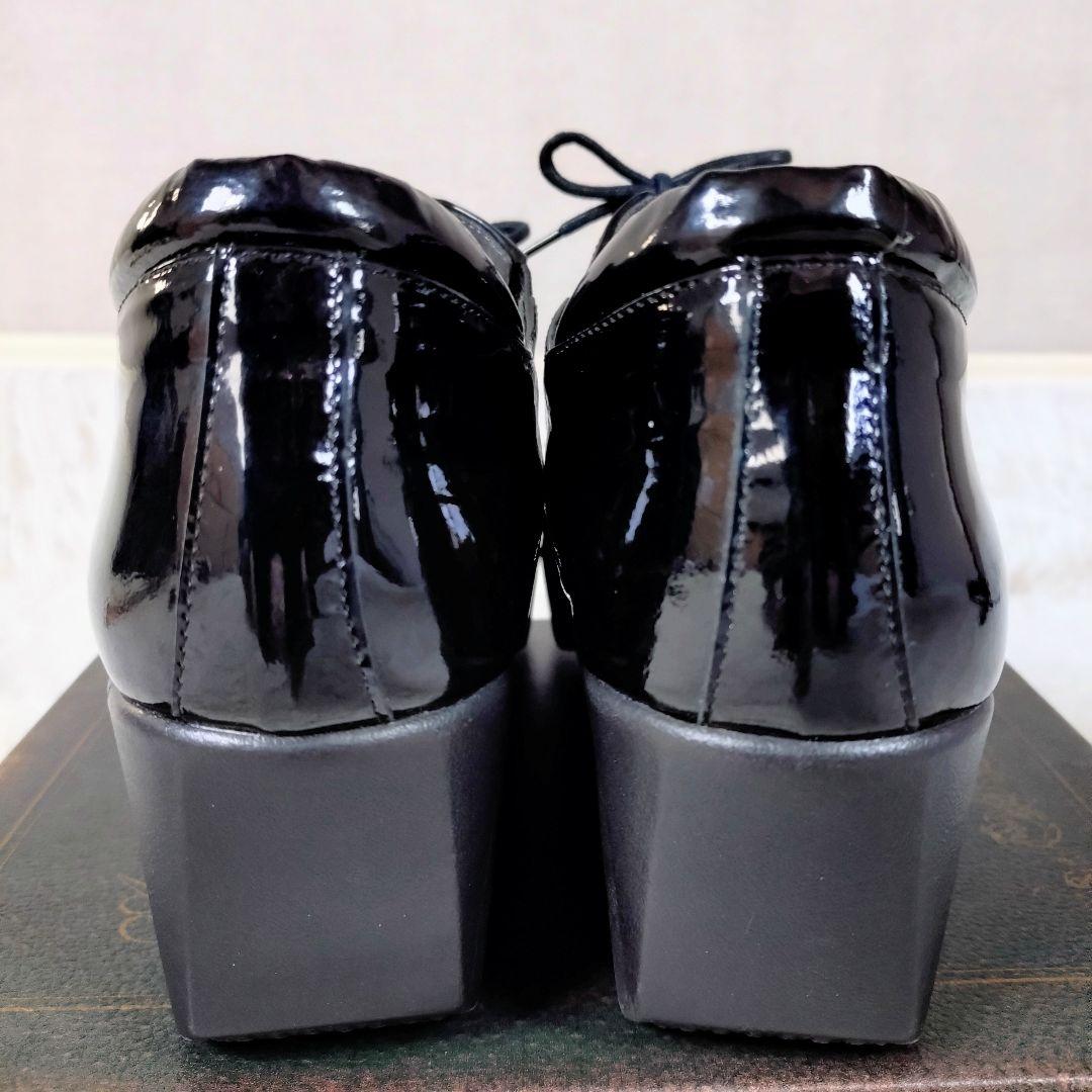 【極美品】HILLS AVENUE　ドレスシューズ　エナメル　切替　厚底　黒