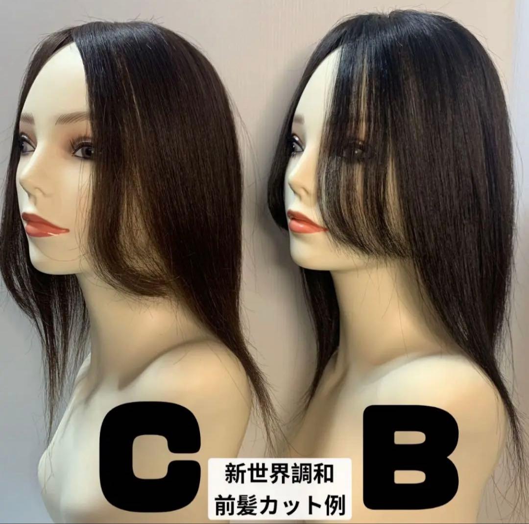 2024新世界　人毛100%　ウィッグ　ヘアピース　シルクスキン　部分ウィッグ