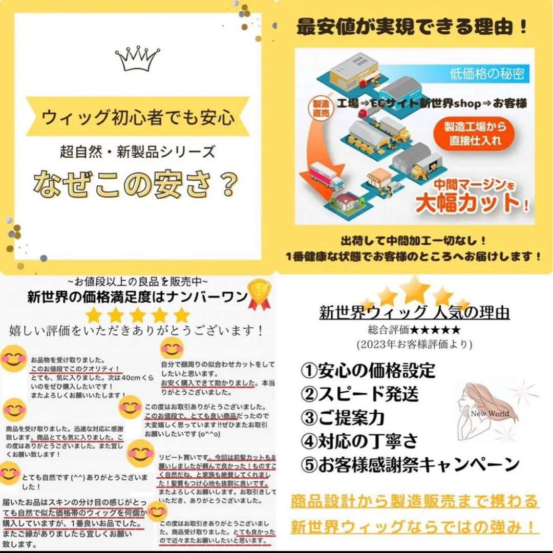 2024新世界　人毛100%　ウィッグ　ヘアピース　シルクスキン　部分ウィッグ