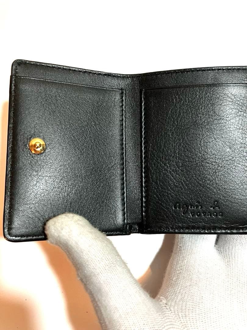 か*め様 agnès b. VOYAGE ブラック三つ折り財布　アニエスベー