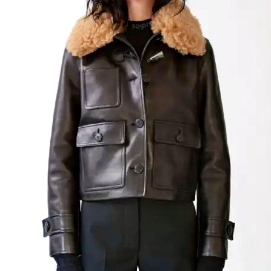 Acne Studios 牛革羊毛シアリングトリムレザージャケット 36