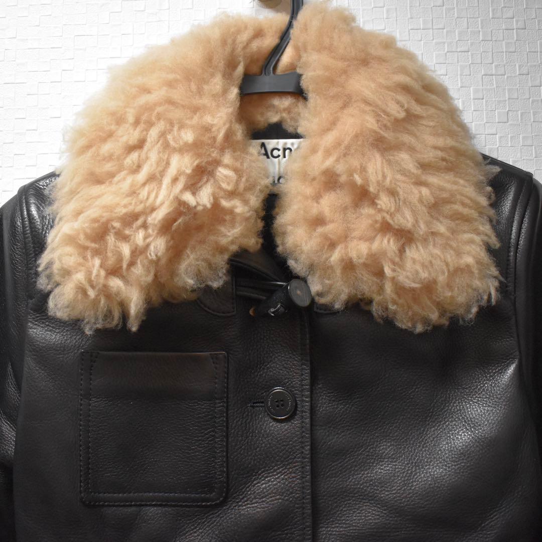 Acne Studios 牛革羊毛シアリングトリムレザージャケット 36