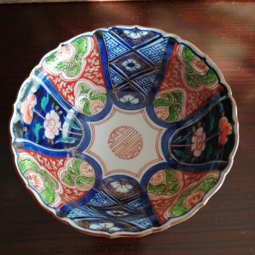 古伊万里　瑠璃釉金彩錦中鉢　14cm　江戸後期