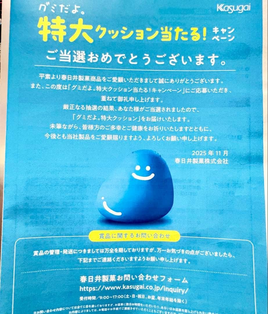 ★非売品★ 『グミだよ。』特大ビーズクッション　新品未使用　※着払い