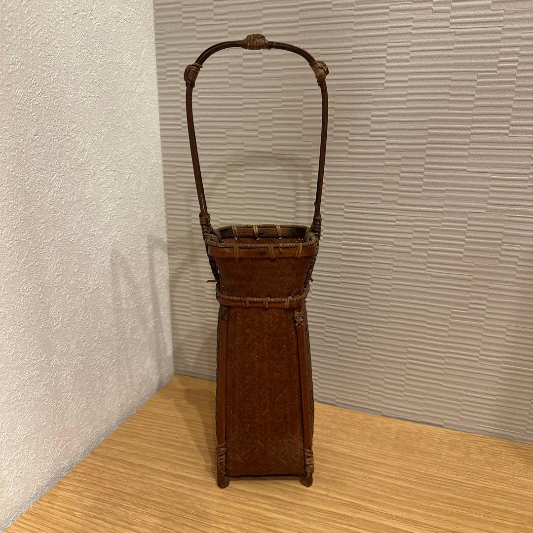 有馬籠　竹花入　花器　華道具　 伝統竹芸　竹籠　花入　茶道