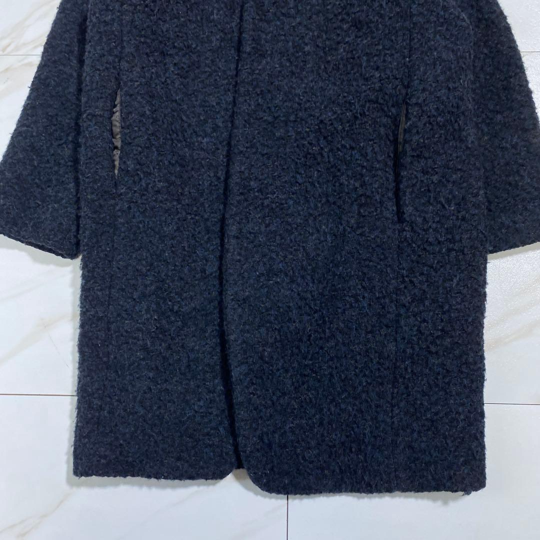 現行♡pas de calais レトロパイルインレーコート ノーカラー ウール