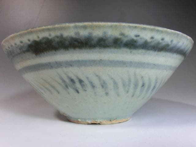 碗■安南染付 歪み茶碗 古い平鉢 酒器 古玩 唐物 中国 古美術 時代物 骨董■