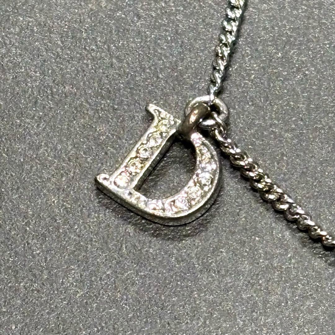 美品 Dior ディオール ラインストーン ロゴチャーム ブレスレット シルバー