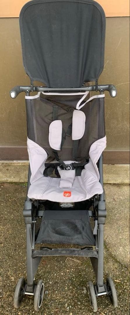 ポキットエアー　折りたたみ式ベビーカー グレー/ブラック　中古品