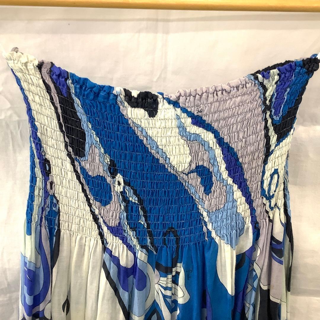 EMILIO PUCCI ティアードマキシスカート　ミディドレス　ブルー系