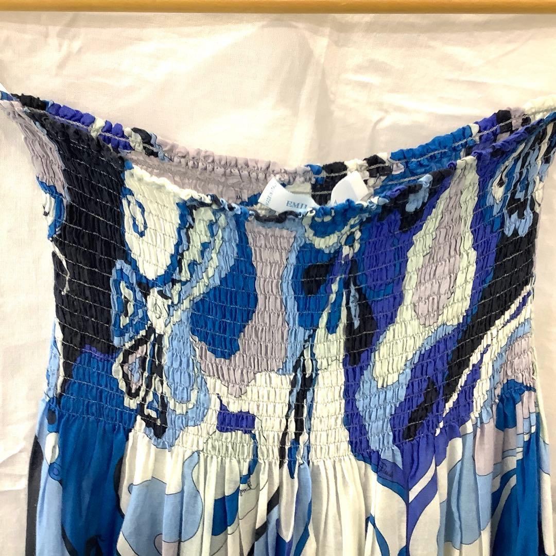 EMILIO PUCCI ティアードマキシスカート　ミディドレス　ブルー系
