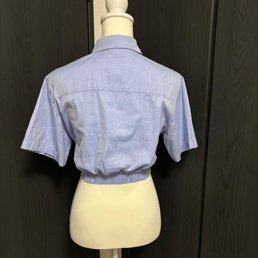 アレキサンダーワン　ツイスト　フロント　クロップド　シャツ　絞り