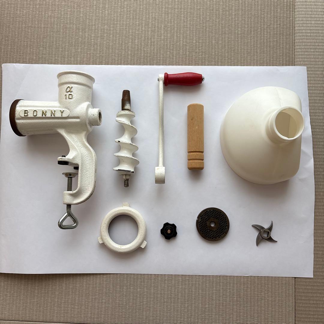 BONNY 手動ミンサー 手廻し式　味噌作り　白　ホワイト
