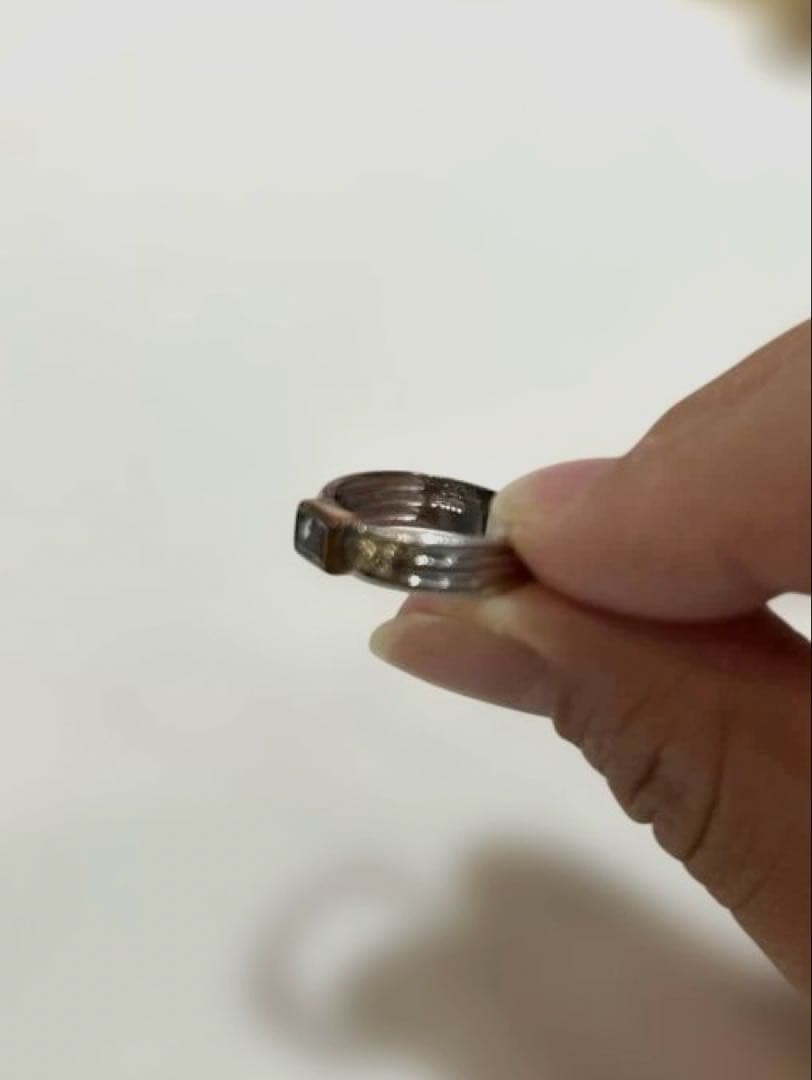 【訳あり】プラチナリング　石付き　Pt900 K18 コンビ　ヴィンテージ