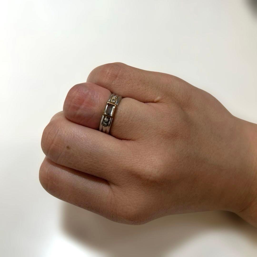 【訳あり】プラチナリング　石付き　Pt900 K18 コンビ　ヴィンテージ