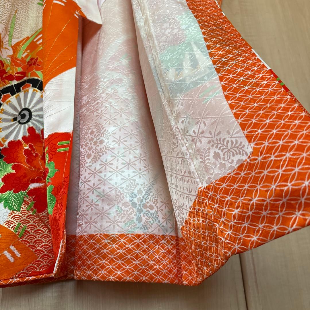 七五三　7歳女の子 着物＆帯＆帯締め＆草履＆バッグ　セット　中古品