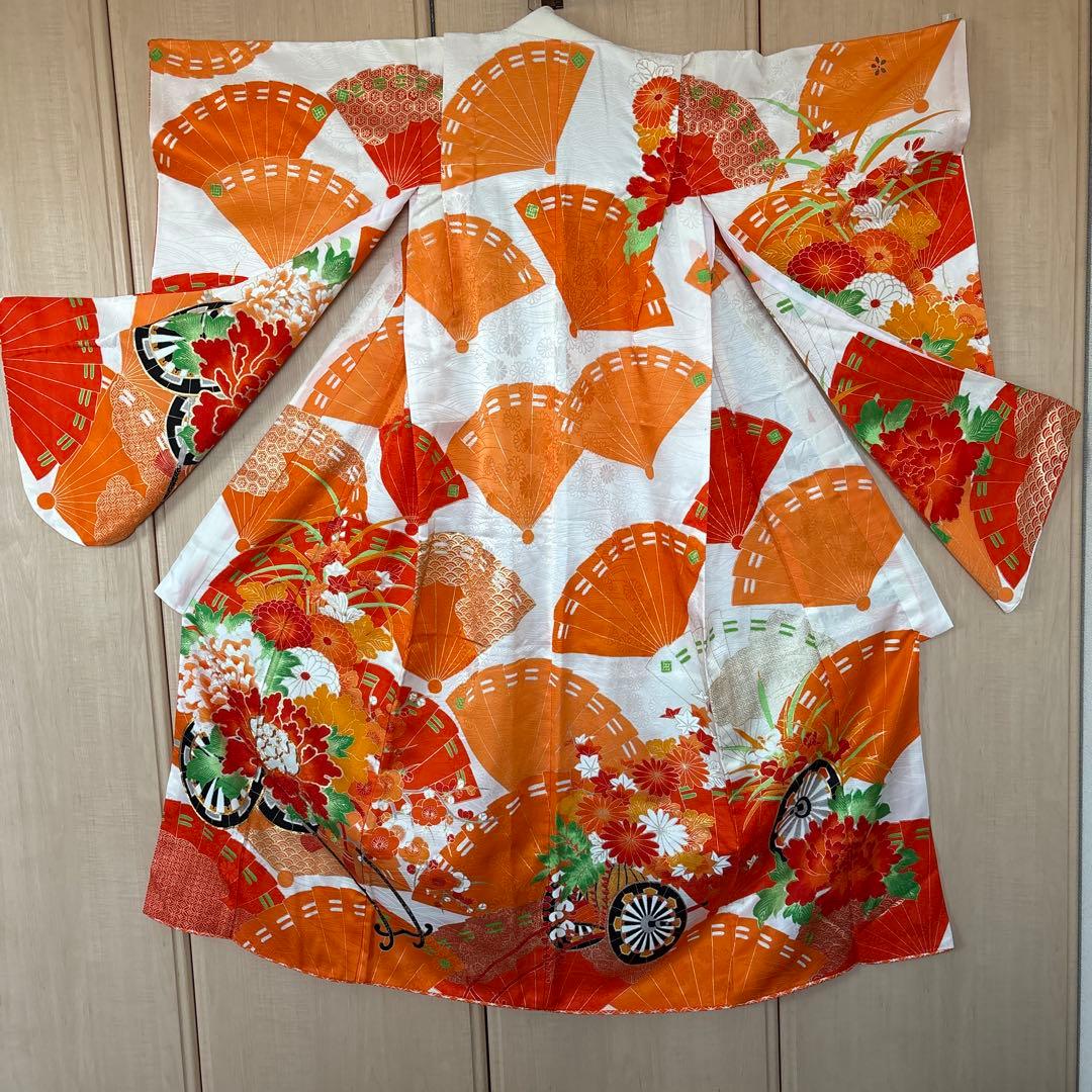 七五三　7歳女の子 着物＆帯＆帯締め＆草履＆バッグ　セット　中古品