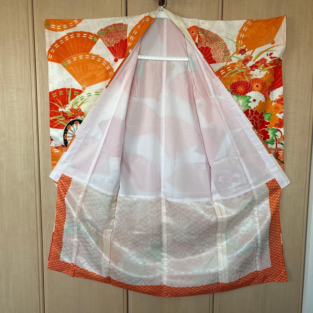 七五三　7歳女の子 着物＆帯＆帯締め＆草履＆バッグ　セット　中古品