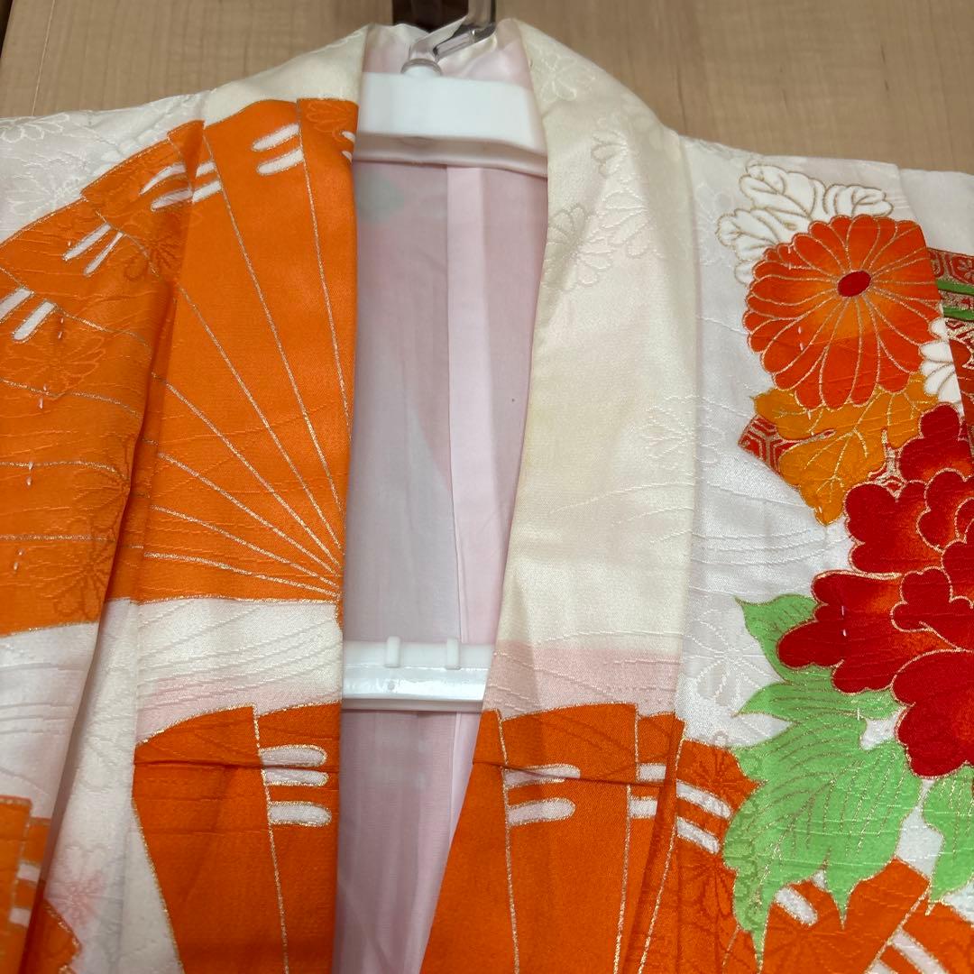 七五三　7歳女の子 着物＆帯＆帯締め＆草履＆バッグ　セット　中古品