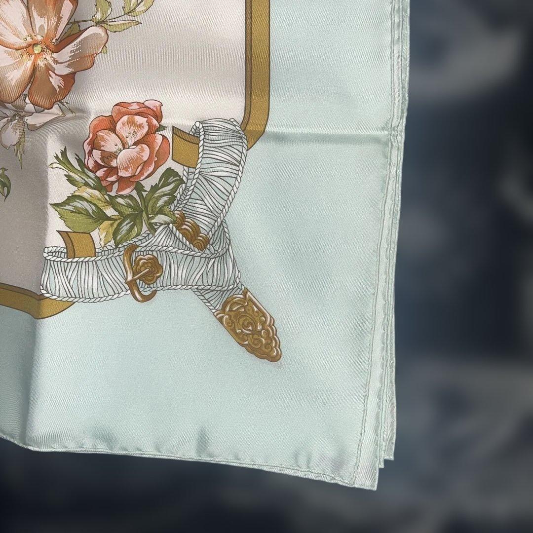 エルメス　スカーフ　シルク　花柄　90