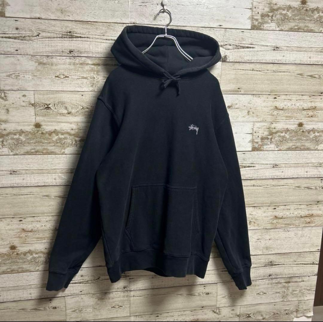ステューシー stussy ワンポイント 刺繍ロゴ パーカー フーディー 90s
