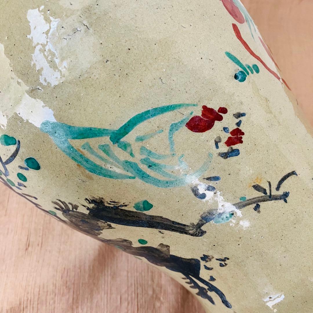 (希少) 壺屋焼　小橋川仁王　花瓶　鶏　沖縄　民藝　柳宗悦　やちむん