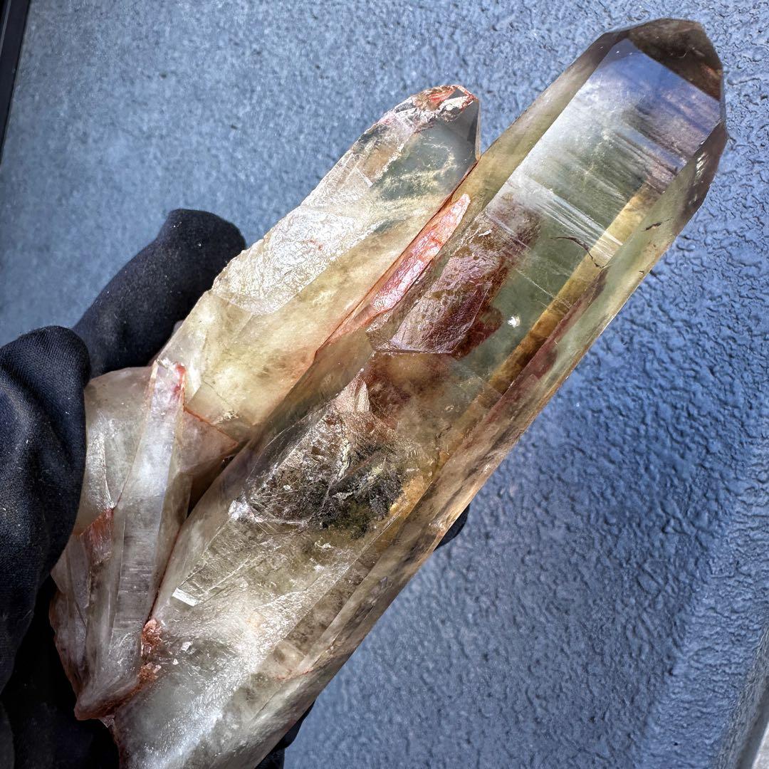 高透明度❗️浄化ファントム☆魔除スモーキーシトリン水晶 クラスター天然石A1453