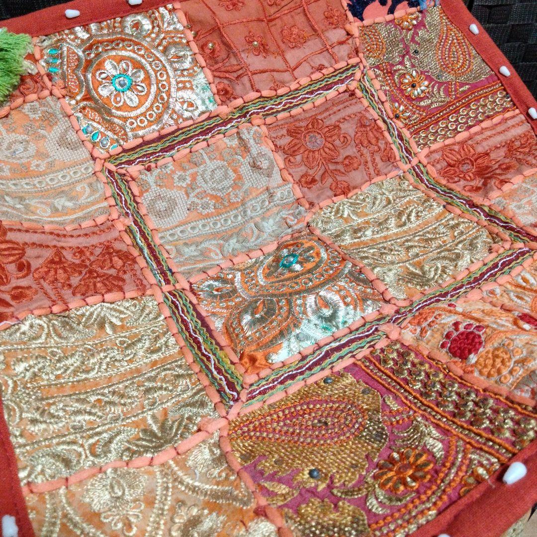 インド カンバディア パッチワーク オレンジ【6-33】