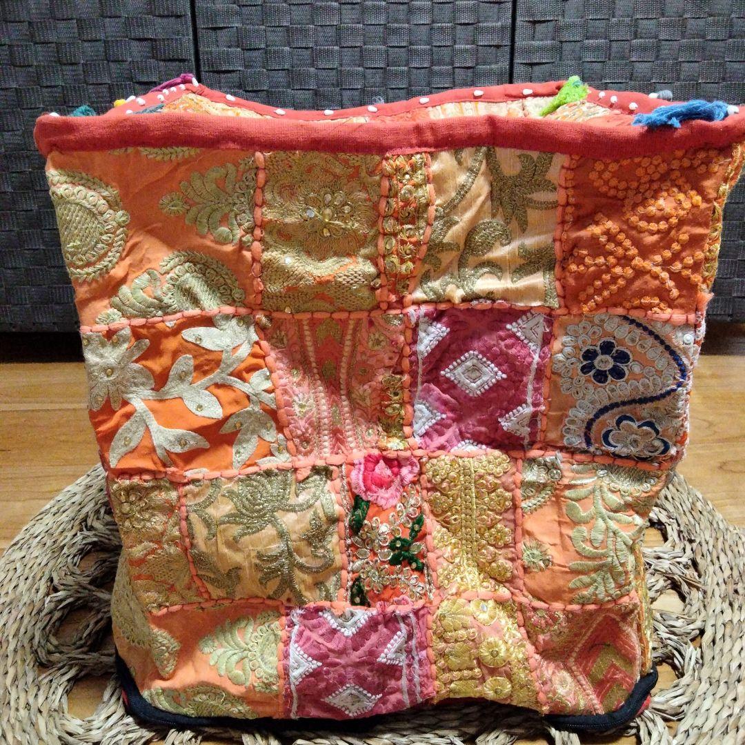 インド カンバディア パッチワーク オレンジ【6-33】