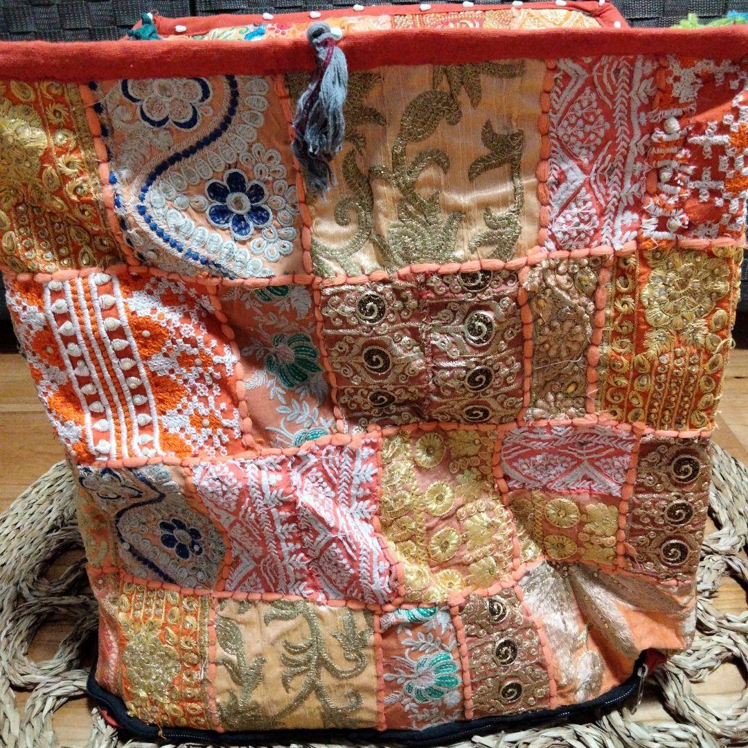 インド カンバディア パッチワーク オレンジ【6-33】