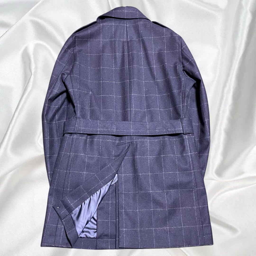 【MEN'S BIGI】美品 カシミヤ混 ライナー着脱 撥水 ウィンドペン 紺M