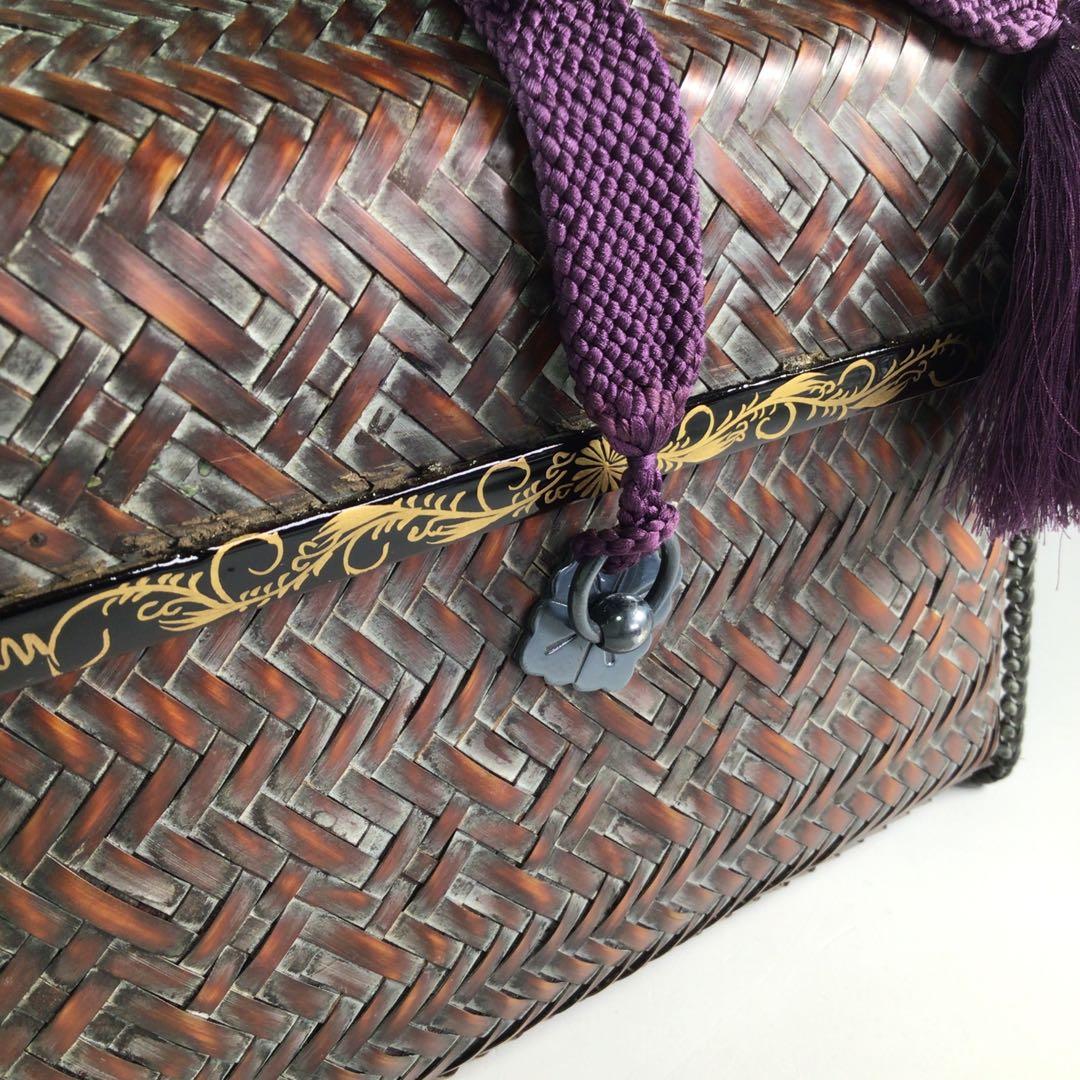 Ｒ６５１　御所籠　『篭師　和田鱗司作』『竹茶籠』『茶器揃』　共箱　茶道具