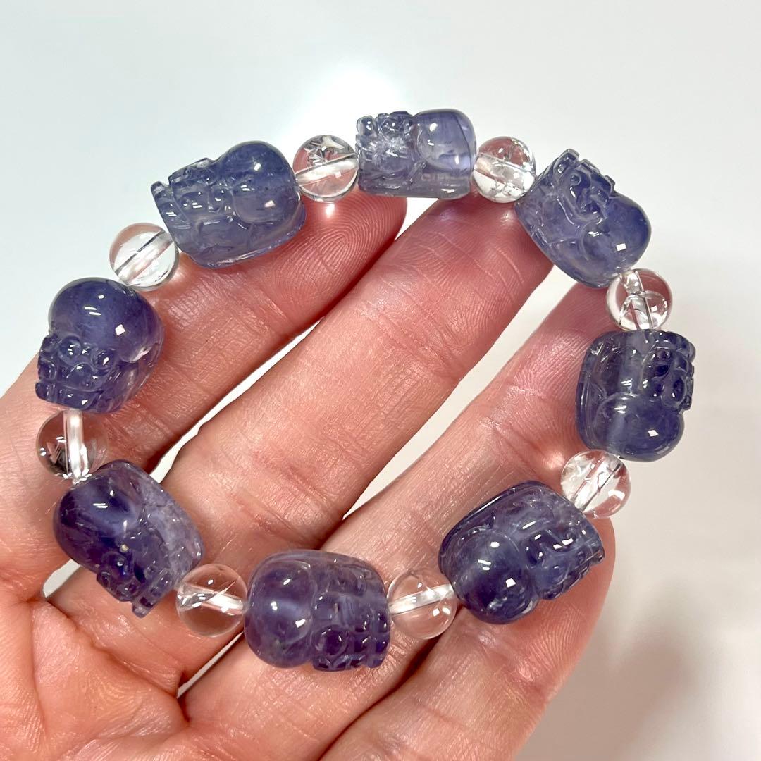 高品質　アイオライト貔貅ブレスレット　アイリスクォーツ　ヒキュウ